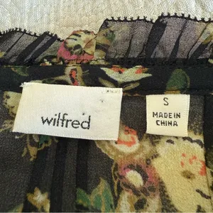 Aritzia Wilfred Black Floral Chiffon Blouse Shirt Top Womens S Small Long Sleeve thumbnail 3