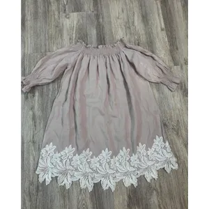CAARA Off Shoulder Smocked Dress White Lace Trim Gauzy Boho Size S‎ thumbnail 3