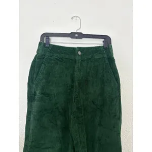 Pact Organic Cotton Corduroy Wide Leg Cropped Pants Size Small Green thumbnail 5
