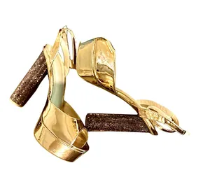 Wild Diva Ankle Strap Patent Rhinestone Wrapped Cylindrical Heels thumbnail 4