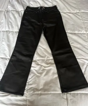 ZARA Pants Leather Black Straight  thumbnail 1