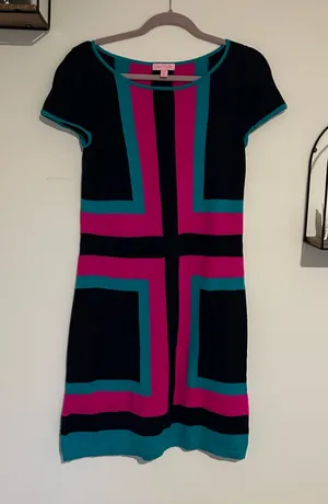 Lilly Pulitzer Isabella Colorblock Mod Geometric Short Sleeve Sweater Mini Dress thumbnail 1