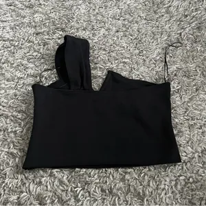 Anthropologie Maeve Structured Asymmetrical Top Size M One Shoulder Black thumbnail 5