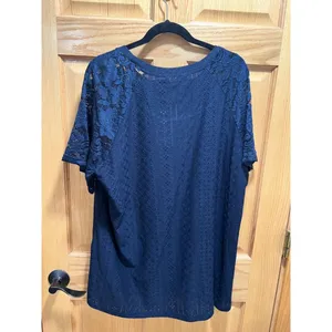 Bloomchic Women's 18/20 2X Lace Short Sleeve Blouse - Navy Blue NWT thumbnail 4