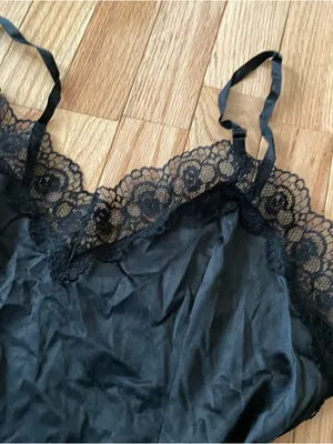 Vintage Black Lace Cami Top Womens Large Romantic 90s Lingerie thumbnail 4