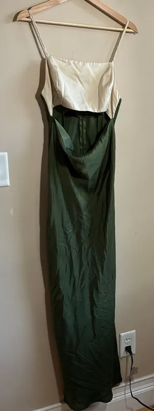 ASOS DESIGN Tall Colorblock Maxi Dress 8 Olive Green Women Satin Finish thumbnail 1