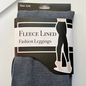 Fleece Lined Denim‎ Effect Leggings nwt Blue thumbnail 3