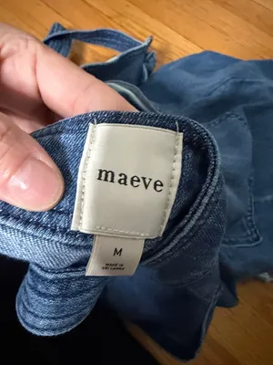 Maeve Blue Wide-Leg Denim Overalls with Crossback Straps thumbnail 14