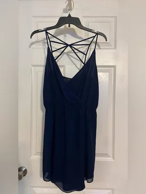 Navy Strappy Back Mini Dress thumbnail 2