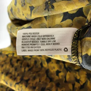 A New Day Yellow Black Floral Long Sleeve Faux Wrap Top Blouse S thumbnail 4