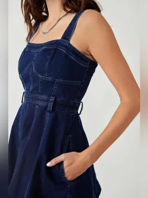 Free People | Margot Denim Mini Dress, Small thumbnail 2