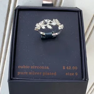 Sparkle Allure Ring Size 9 Cubic‎ Zirconia Pure Silver Plated Vine Design thumbnail 1