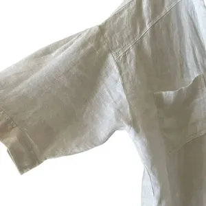 ZARA White Linen Blend Crop Button Up Shirt Boxy Minimalist Bohemian SZ L #1675 thumbnail 6