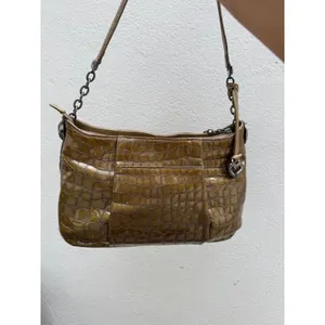 Brighton Croc Olive Green‎ Shoulder Bag Purse Zipper Charm And Dust bag B thumbnail 4