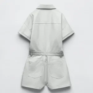 NWOT ZARA Denim Cotton Shimmer Romper Playsuit Bloggers Fave thumbnail 4