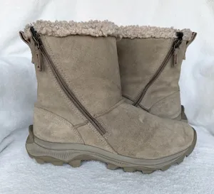 Merrell IcePack waterproof Winter Boots Taupe Suede Faux Fur Sz 8 thumbnail 1