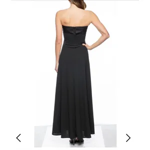NWT Marina Long Strapless Crepe Dress Black Size Large thumbnail 2