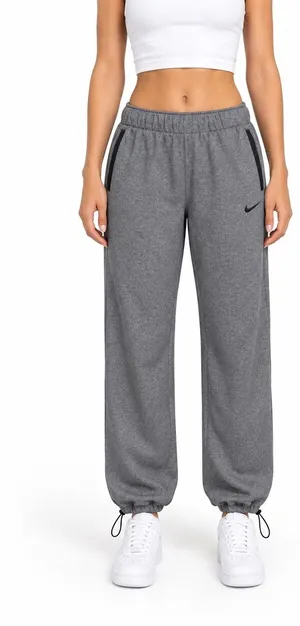 Nike Women’s XS Gray Dri-FIT Fleece Jogger Pants Toggle Hem Zip Pockets thumbnail 1