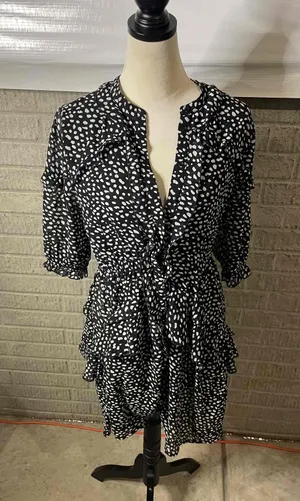 Bohme Polka Dot half Sleeve Ruffle A‎ Line Dress Size Small thumbnail 1