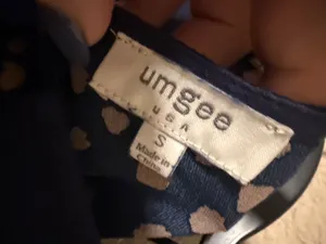 Umgee Navy Tunic Dress with Taupe Spot Print on back small thumbnail 3