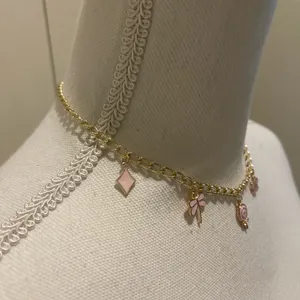 Pink and gold charm choker necklace thumbnail 3
