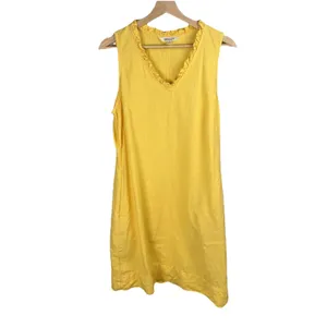 Briggs Yellow Linen Blend Pocket Dress Sz‎ M V-Neck Sleeveless Casual Above Knee thumbnail 16
