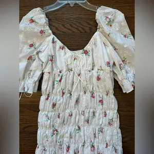 For Love and Lemons White Floral Smocked Mini Dress WORN ONCE thumbnail 5