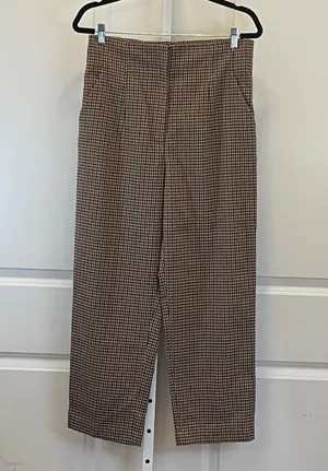 ZARA Plaid Pants - Women Size L - Brown/Tan thumbnail 1