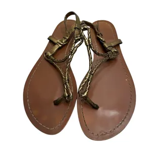 Lauren Ralph Lauren Metallic Bronze Braided Strappy Thong‎ Sandals Size 6B thumbnail 3