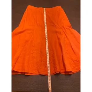 JM Collection 100% Linen Burnt Orange Flared Midi Skirt Size 16‎ earthy cottage thumbnail 4