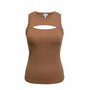 Terea Ava Ribbed Cut out tank Terracotta Size Large thumbnail 8