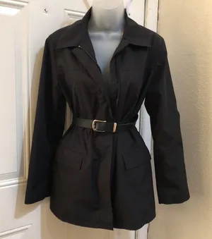 Express Jet Black streetwear zip up oversize long sleeve jacket with belt loops thumbnail 1