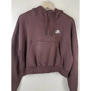 Nike Sportswear Essentials Women’s Brown Hooded Cropped Sweater Size M thumbnail 3