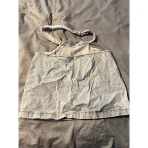 WeWoreWhat Medium Denim Halter Crop Top Buckle Closure Sleeveless thumbnail 4