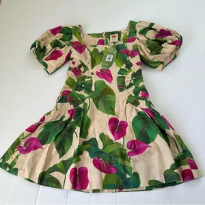 Farm Rio NWT Anthurium Leaves Dress Sand, M thumbnail 3