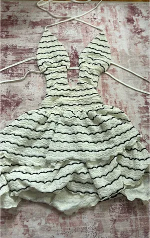 Shein white and black stripped halter dress thumbnail 1