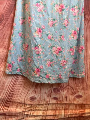 Shein PARTHEA Blue Floral Print Spaghetti Strap Mermaid Hem Ruched Maxi Dress L thumbnail 9