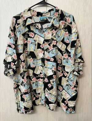 Bahama Beach Woman Y2K Pattern Gyaru button‎ up Black Size 3X thumbnail 1