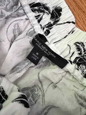 Marc New York Linen Buttons Black & White Floral Wide-Leg Pants Sz M coastal thumbnail 5