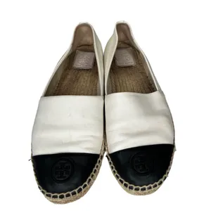 TORY BURCH‎ Colorblock Espadrilles Leather Ivory Black Women’s Size 10 thumbnail 3