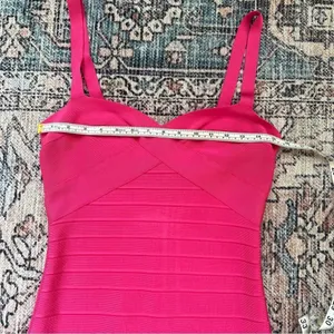 HERVE LEGER Paris Pink Bandage Mini Dress Sweetheart Neckline Hot Pink Bodycon M thumbnail 10