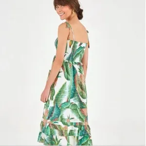 NWT Farm Rio x Alberto Pitta Midi Forest Palm Print Smocked Dress Green S thumbnail 3