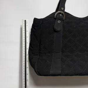 Vera‎ Bradley Black Quilted Microfiber Tote Bag Large Shoulder Purse Buckle thumbnail 6