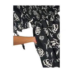 Sofie The Label Dress Womens Small Black Midi Floral Half Sleeve Smocked Boho thumbnail 4