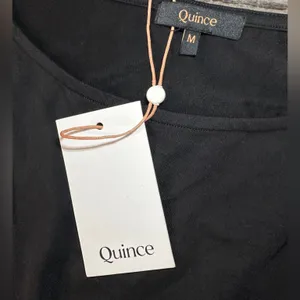 Quince Womens Black Tencel Jersey Ruched Waist Dress sz M NWT Short Sleeve Midi thumbnail 8