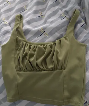 Ruched crop top Green thumbnail 1