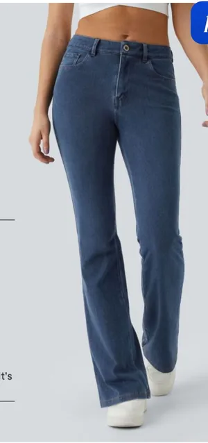 HALARA Flex Denim Mid Rise Pockets Casual Bootcut Flare Jeans Medium Regular thumbnail 1