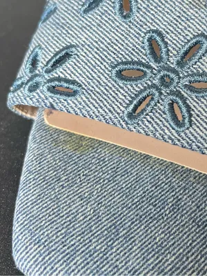 Steve Madden Embroidered Eyelet Floral Denim Josefina Slip On Kitten Heel thumbnail 5