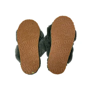 Mou Women's Green Sheepskin Fur Open Toe Crossover Lounge Slide Slipper Sz 7.5 thumbnail 4