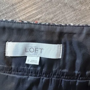 Loft Wool Blend Y2K Button Front Tweed Harringbone Dark Academia Mini Skirt 8 thumbnail 3
